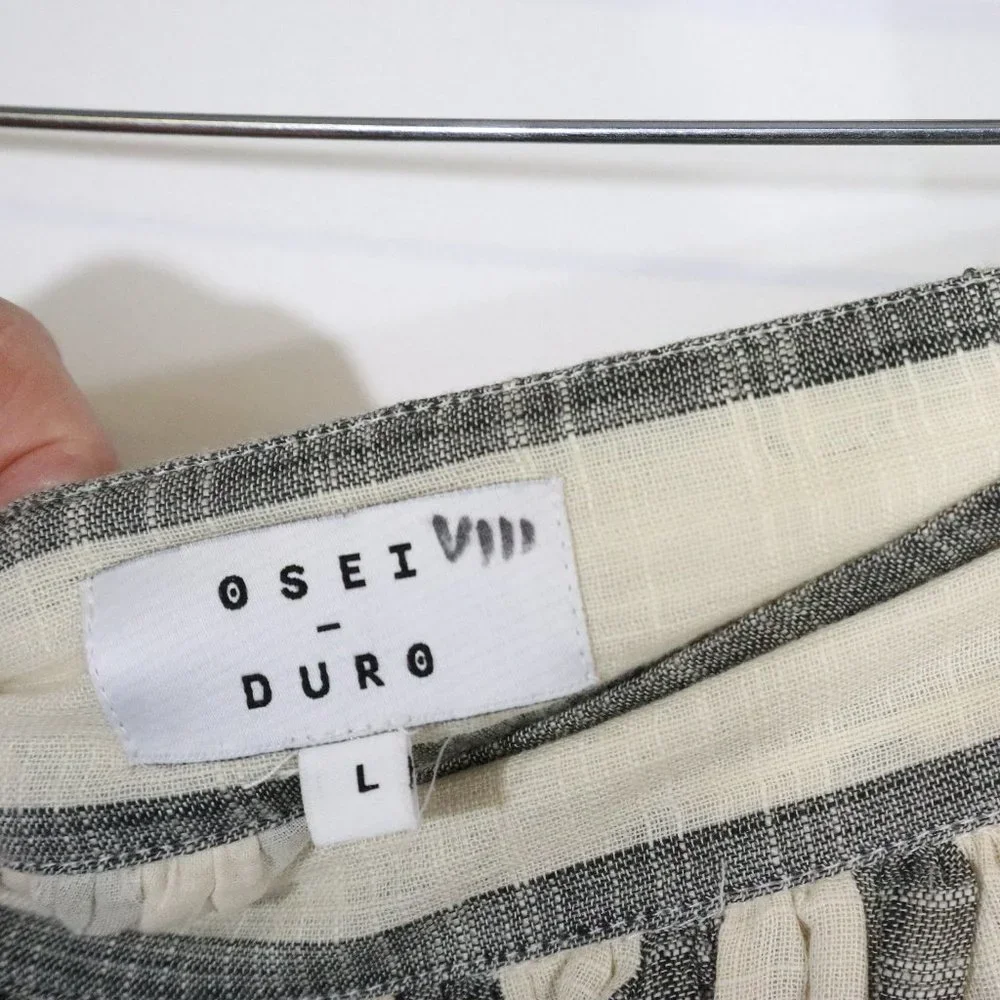 Anthropologie Osei Duro Gray and Cream Gauze Stripe Maxi Skirt L - Picture 3 of 6